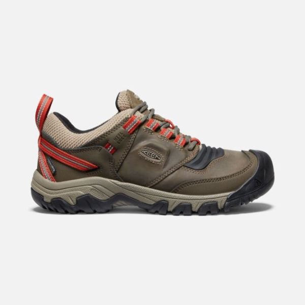 Keen Shoes | Men's Ridge Flex Waterproof-Timberwolf/Ketchup - Click Image to Close