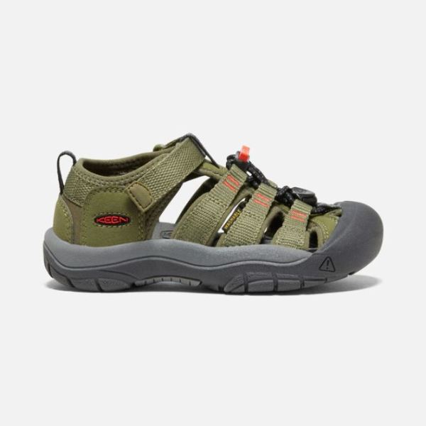 Keen Shoes | Little Kids' Newport H2-Olive Drab/Orange - Click Image to Close