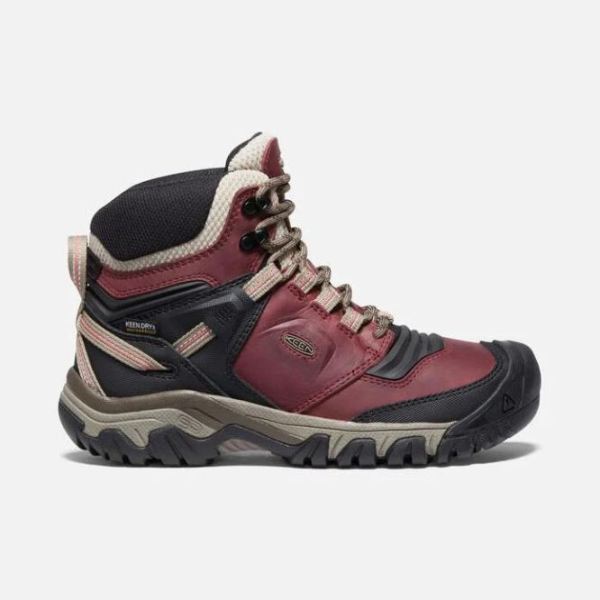 Keen Shoes | Women's Ridge Flex Waterproof Boot-Rhubarb/Black - Click Image to Close