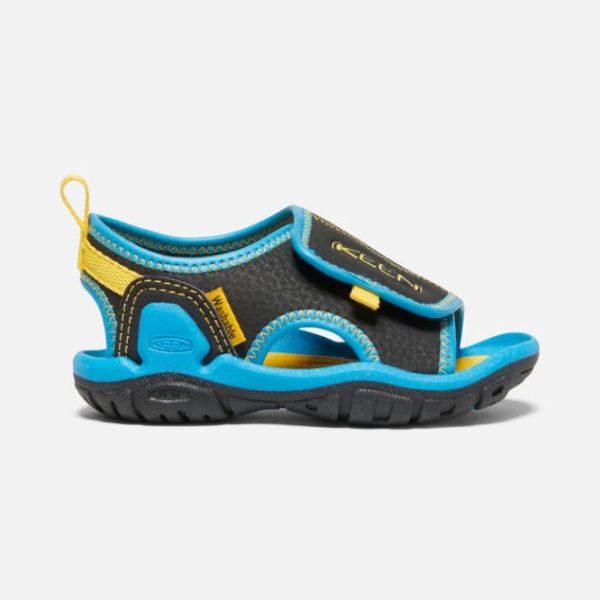 Keen Shoes | Toddlers' Knotch River Open-Toe Sandal-Black/Vivid Blue - Click Image to Close