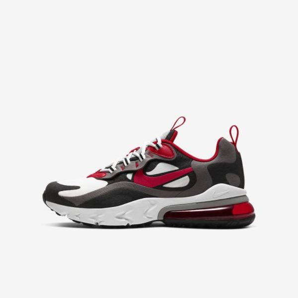 Kids Nike Air Max 270 React | Iron Grey / Black / White / University Red - Click Image to Close