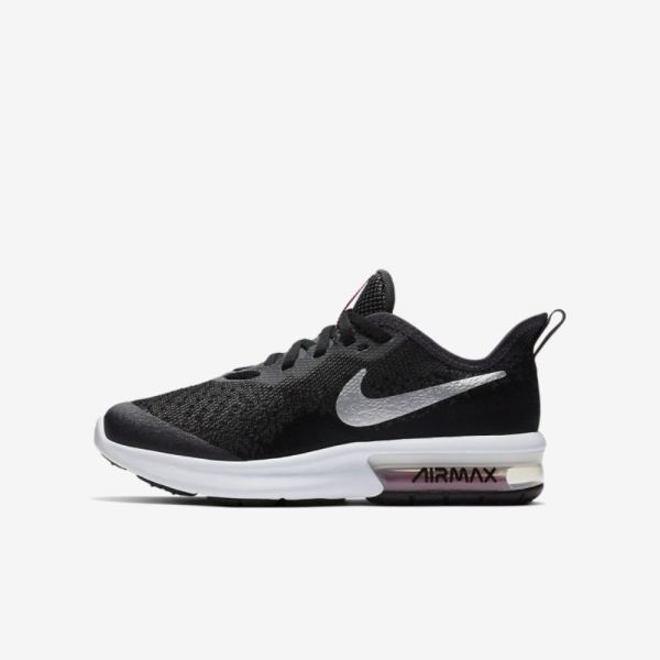 Kids Nike Air Max Sequent 4 | Black / Anthracite / White / Metallic Silver - Click Image to Close