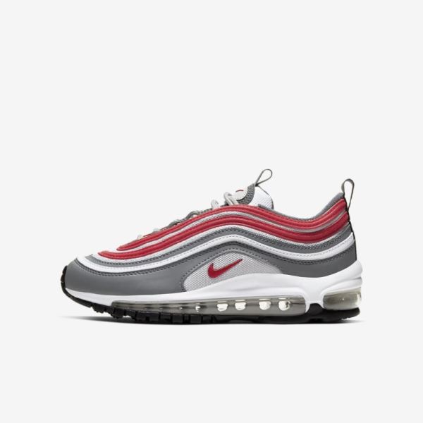 Kids Nike Air Max 97 | Smoke Grey / White / Grey Fog / University Red - Click Image to Close