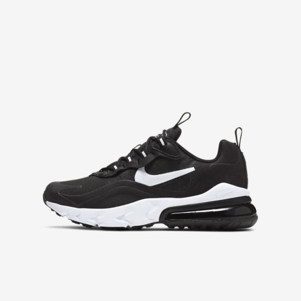 Kids Nike Air Max 270 React | Black / Black / White - Click Image to Close