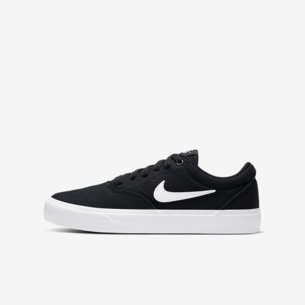 Kids Nike SB Charge Canvas | Black / Black / White - Click Image to Close