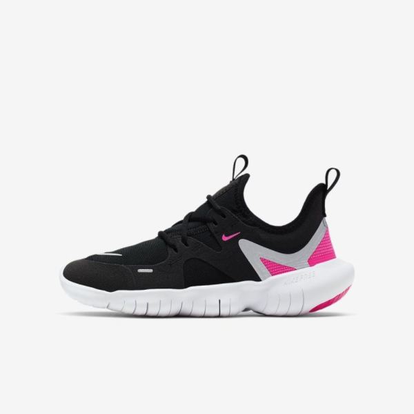 Kids Nike Free RN 5.0 | Black / Hyper Pink / Anthracite / Metallic Silver - Click Image to Close