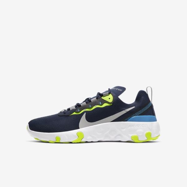 Kids Nike Renew Element 55 | Midnight Navy / Lemon Venom / Laser Blue / Light Smoke Grey