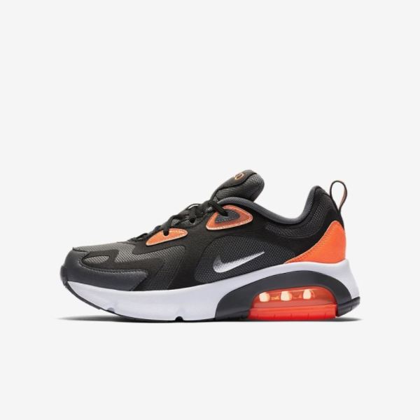 Kids Nike Air Max 200 Winter | Dark Grey / Black / Total Orange / Metallic Silver