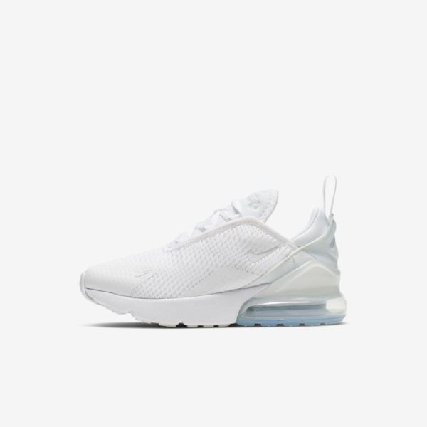 Kids Nike Air Max 270 | White / Metallic Silver / White - Click Image to Close