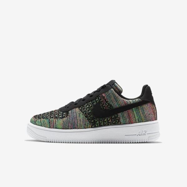 Kids Nike Air Force 1 Flyknit 2.0 | Black / Hyper Pink / Volt / Black