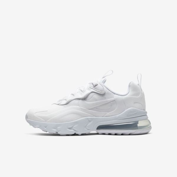 Kids Nike Air Max 270 React | White / Metallic Silver / White / White