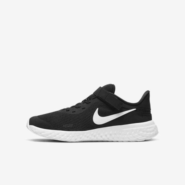 Kids Nike Revolution 5 FlyEase | Black / White / Black / White