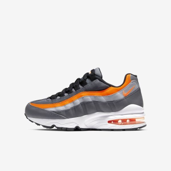 Kids Nike Air Max 95 | Dark Grey / Black / Wolf Grey / Total Orange - Click Image to Close