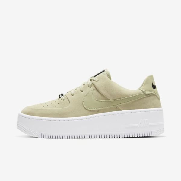 Kids Nike Air Force 1 Sage Low | Olive Aura / White / Black / Olive Aura - Click Image to Close