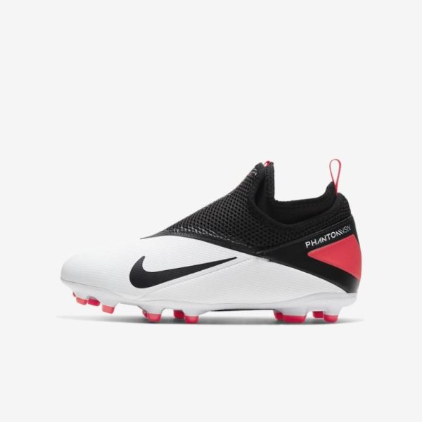 Kids Nike Jr. Phantom Vision 2 Academy Dynamic Fit MG | White / Laser Crimson / Black