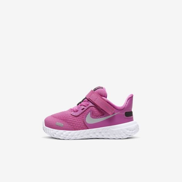 Kids Nike Revolution 5 FlyEase | Active Fuchsia / Black / Metallic Silver