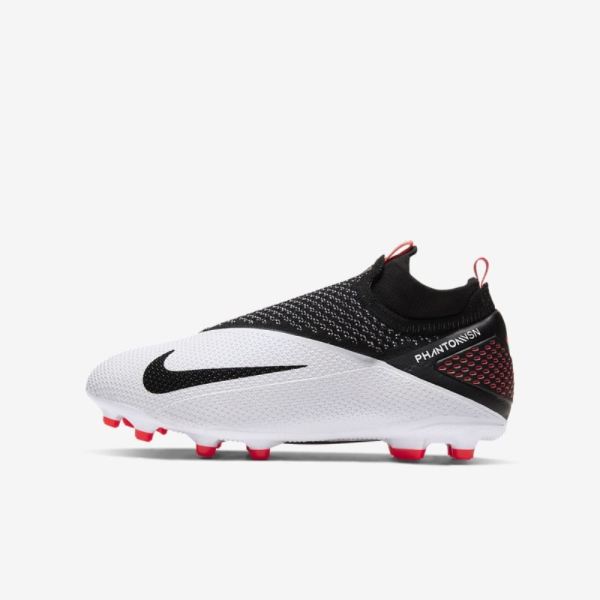 Kids Nike Jr. Phantom Vision 2 Elite Dynamic Fit MG | White / Laser Crimson / Black