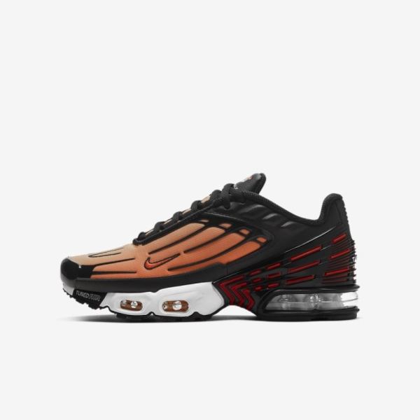 Kids Nike Air Max Plus 3 | Black / Bright Ceramic / Resin / Pimento