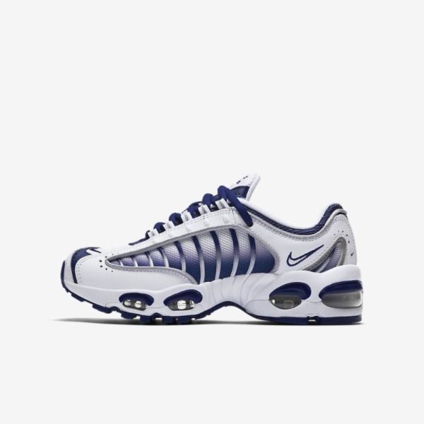 Kids Nike Air Max Tailwind IV | White / Deep Royal Blue / Wolf Grey / White