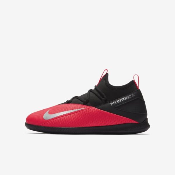 Kids Nike Jr. Phantom Vision 2 Club Dynamic Fit IC | Laser Crimson / Black / Black / Metallic Silver