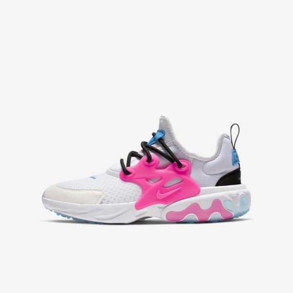 Kids Nike React Presto | White / Photo Blue / Black / Hyper Pink - Click Image to Close