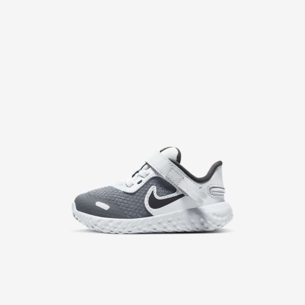 Kids Nike Revolution 5 FlyEase | Light Smoke Grey / Photon Dust / Gum Medium Brown / Dark Smoke Grey - Click Image to Close