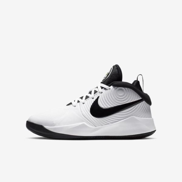 Kids Nike Team Hustle D 9 | White / Volt / Black