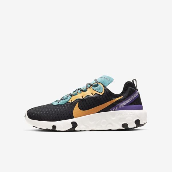 Kids Nike Renew Element 55 PRM | Black / Mineral Teal / Voltage Purple / Pollen Rise