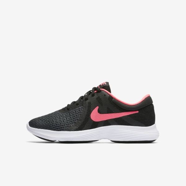 Kids Nike Revolution 4 | Black / White / Racer Pink - Click Image to Close