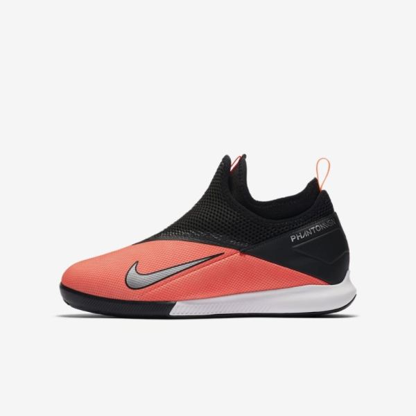 Kids Nike Jr. Phantom Vision 2 Academy Dynamic Fit IC | Laser Crimson / Black / Metallic Silver - Click Image to Close