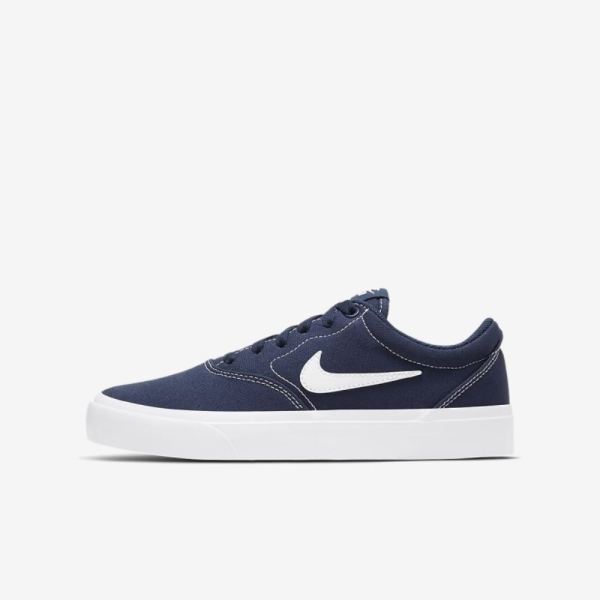 Kids Nike SB Charge Canvas | Midnight Navy / White