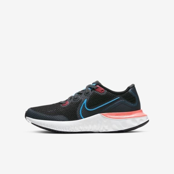 Kids Nike Renew Run | Black / Laser Crimson / Dark Smoke / Laser Blue