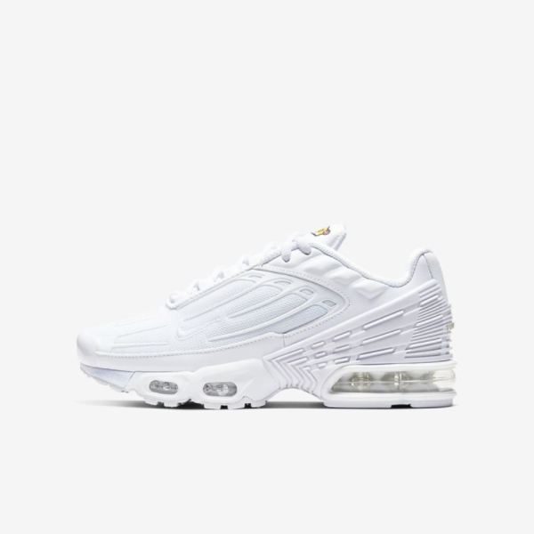 Kids Nike Air Max Plus 3 | White / Vast Grey / White - Click Image to Close