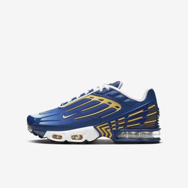 Kids Nike Air Max Plus 3 | Deep Royal / White / Topaz Gold - Click Image to Close