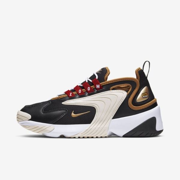 Kids Nike Zoom 2K Icon Clash | Black / White / Sail / Metallic Gold