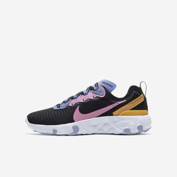 Kids Nike Renew Element 55 PRM | Black / Light Thistle / Pollen Rise / Magic Flamingo