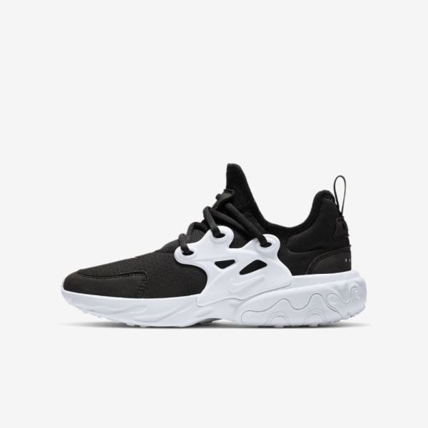 Kids Nike React Presto | Black / White - Click Image to Close