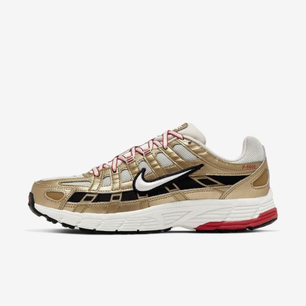 Kids Nike P-6000 Icon Clash | Light Bone / Metallic Gold / University Red / Summit White - Click Image to Close