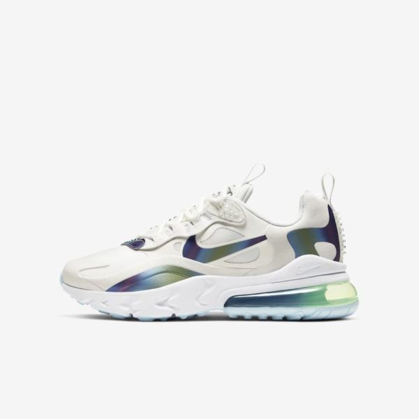 Kids Nike Air Max 270 React | Summit White / Platinum Tint / White / Multi-Colour - Click Image to Close