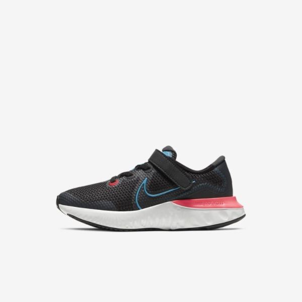 Kids Nike Renew Run | Black / Laser Crimson / Dark Smoke / Laser Blue