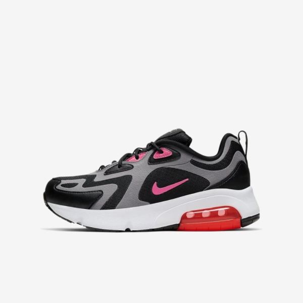 Kids Nike Air Max 200 | Black / Gunsmoke / White / Hot Punch - Click Image to Close