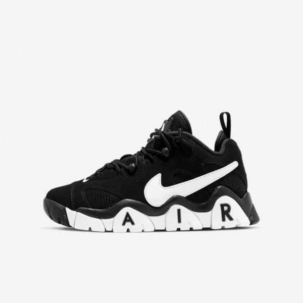 Kids Nike Air Barrage Low | Black / White / White