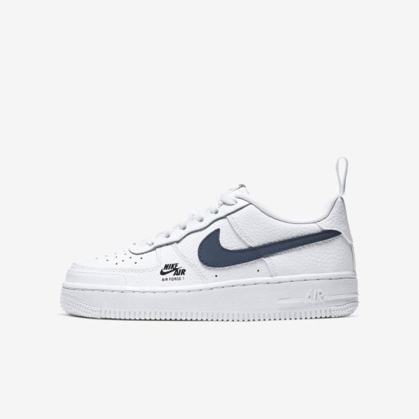 Kids Nike Air Force 1 | White / Light Smoke Grey / Obsidian