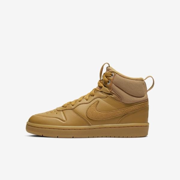 Kids Nike Court Borough Mid 2 Boot | Wheat / Gum Medium Brown / Wheat - Click Image to Close