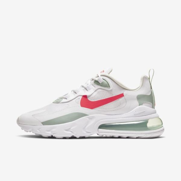 Kids Nike Air Max 270 React | White / Pistachio Frost / Laser Crimson - Click Image to Close