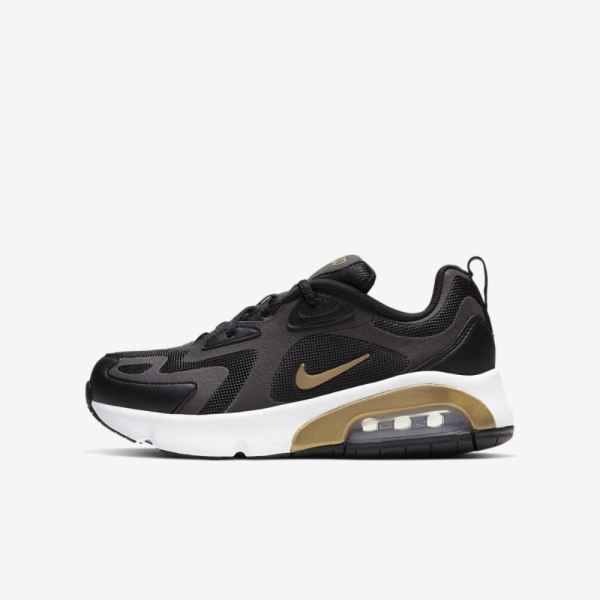 Kids Nike Air Max 200 | Black / Anthracite / White / Metallic Gold - Click Image to Close