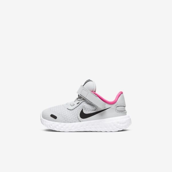 Kids Nike Revolution 5 FlyEase | Photon Dust / White / Pink Glow / Black - Click Image to Close