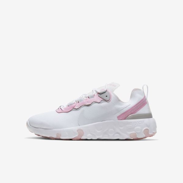 Kids Nike Renew Element 55 | White / Pink / Light Smoke Grey / Pure Platinum