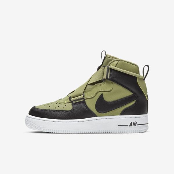 Kids Nike Air Force 1 Highness | Dusty Olive / White / Black - Click Image to Close