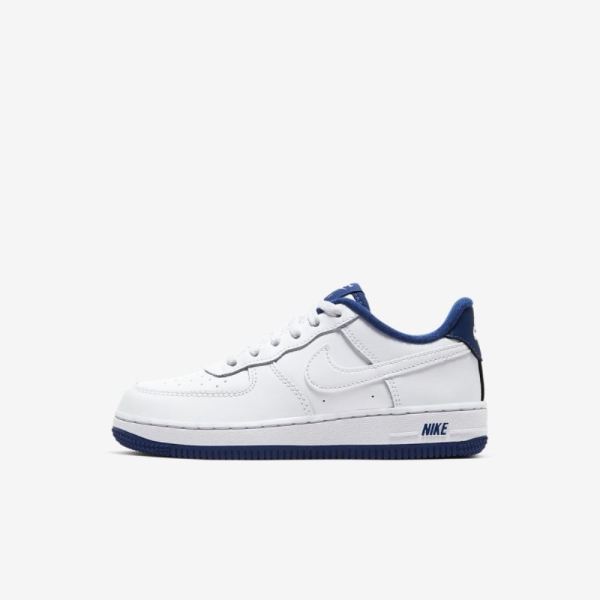 Kids Nike Force 1-1 | White / Deep Royal Blue / White - Click Image to Close